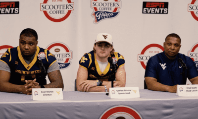 WVU Football Chad Scott, Garrett Greene and Sean Martin at Frisco Bowl